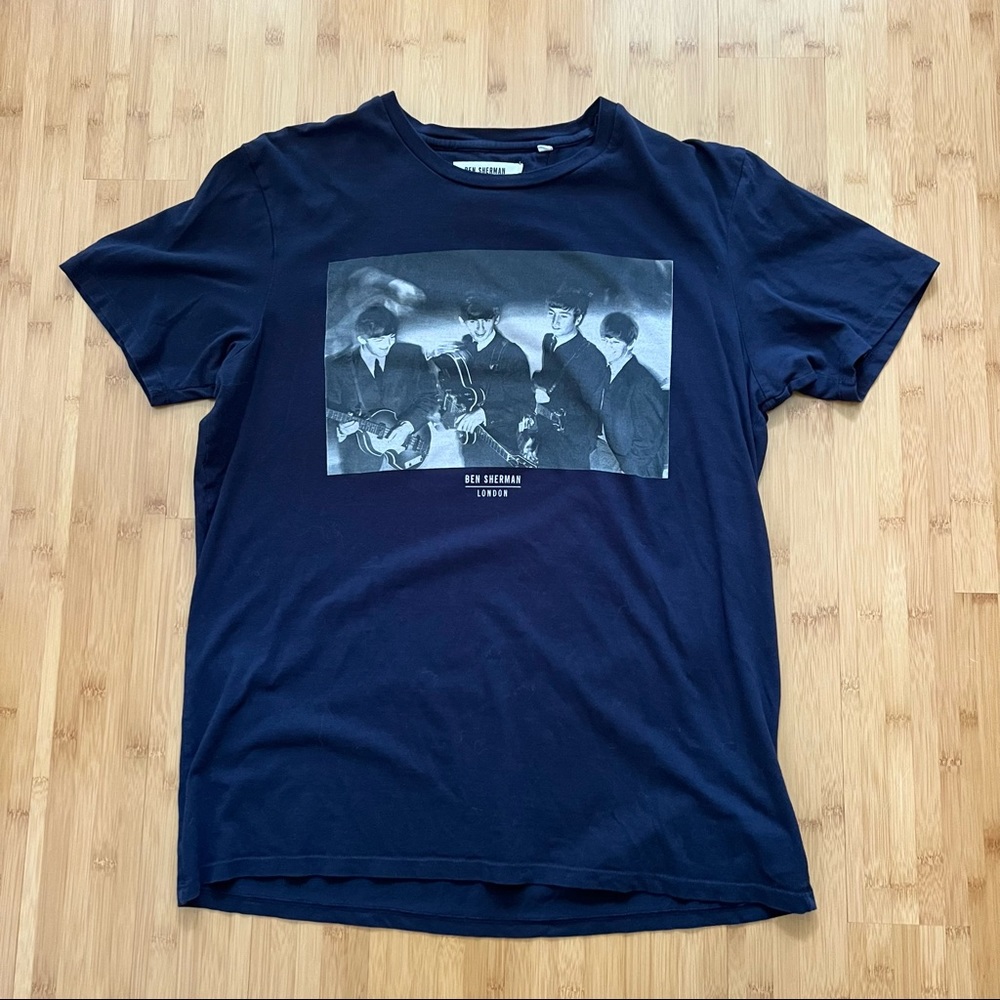 BEN SHERMAN The Beatles Graphic Navy T-Shirt, Size Large